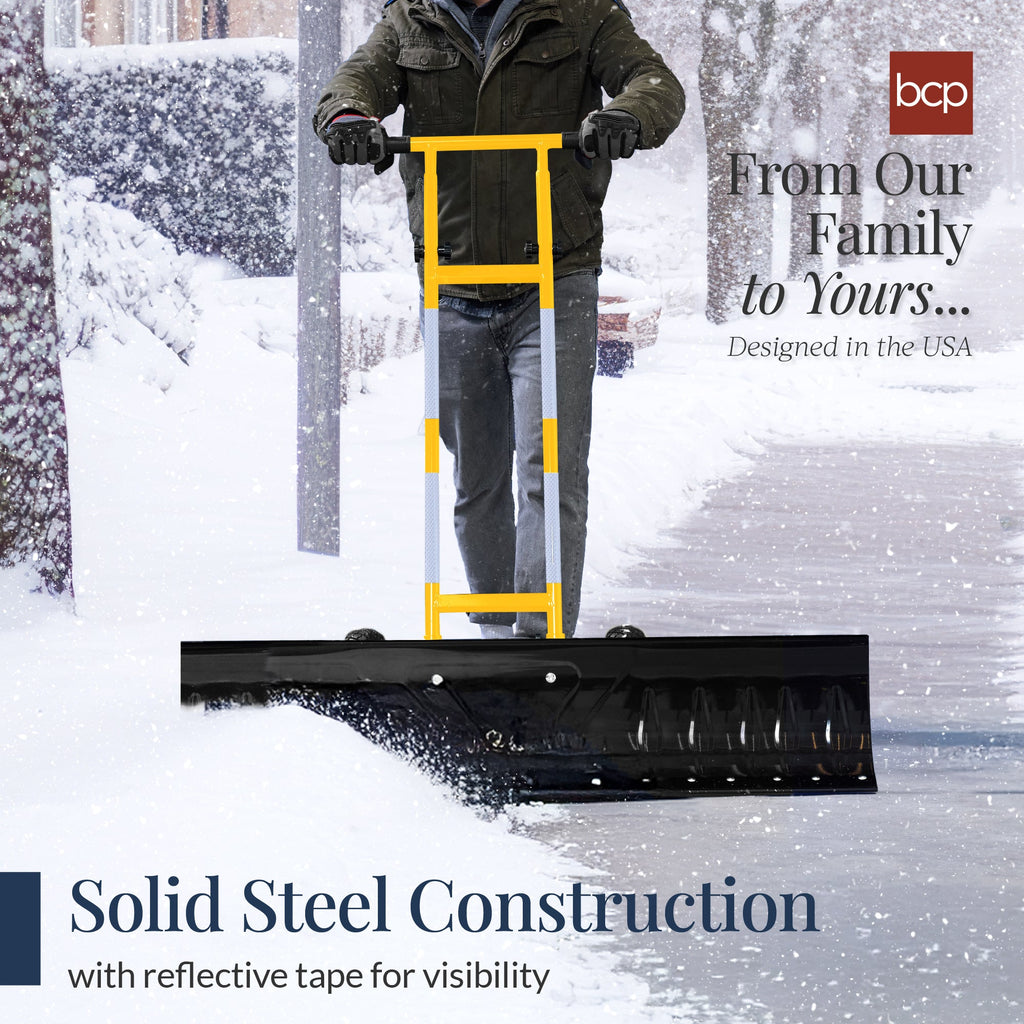 2-Wheel Snow Pusher w/ Adjustable Handle, Reflective Tape - 48in