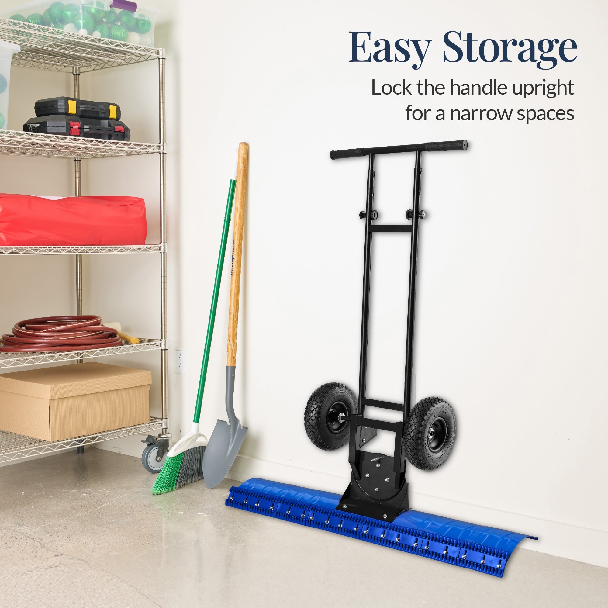 2-Wheel Snow Pusher w/ Adjustable Handle, Reflective Tape - 48in