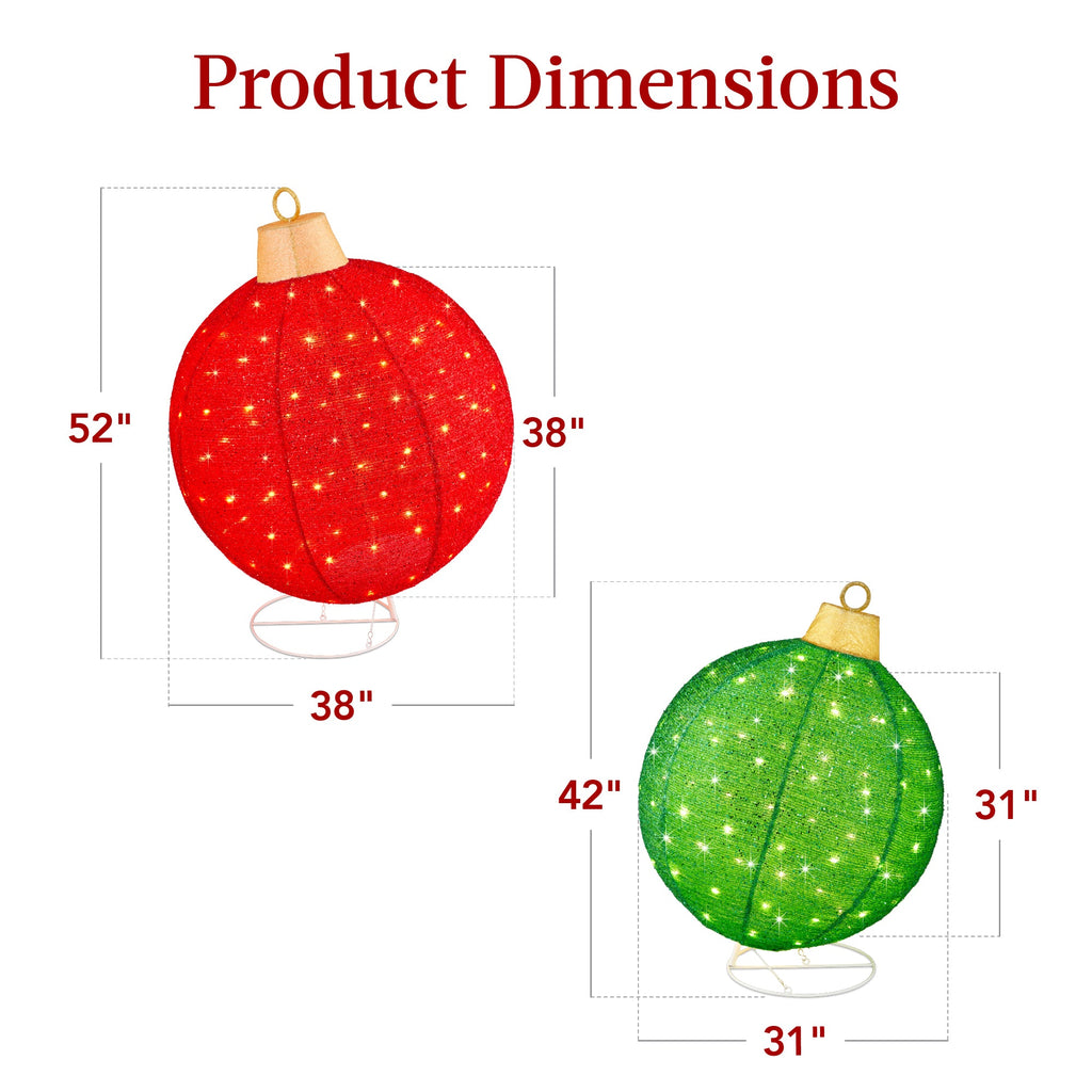 2pc Lighted Pop-Up Christmas Ornaments Decoration w/ 220 LED Lights, Stand