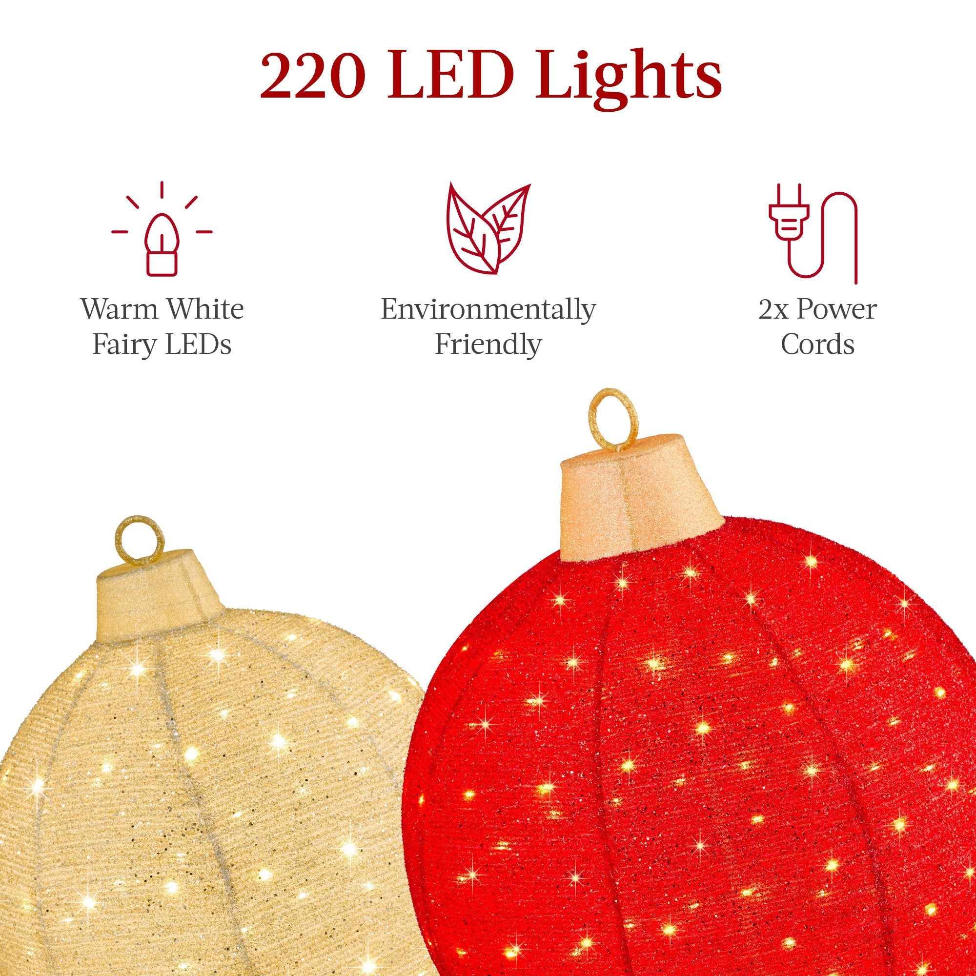 2pc Lighted Pop-Up Christmas Ornaments Decoration w/ 220 LED Lights, Stand