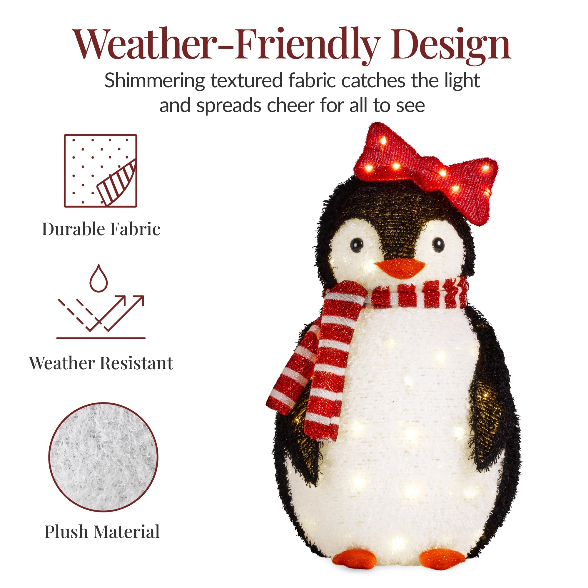 4pc Lighted Pop-Up Penguin Family Christmas Decoration w/ 300 Lights - 3ft
