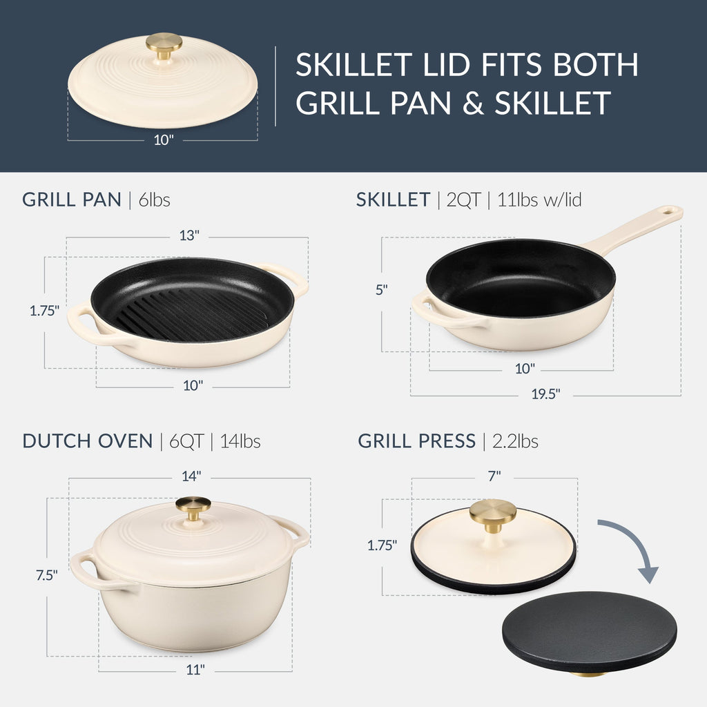 6-Piece Enameled Cast Iron Cookware Set