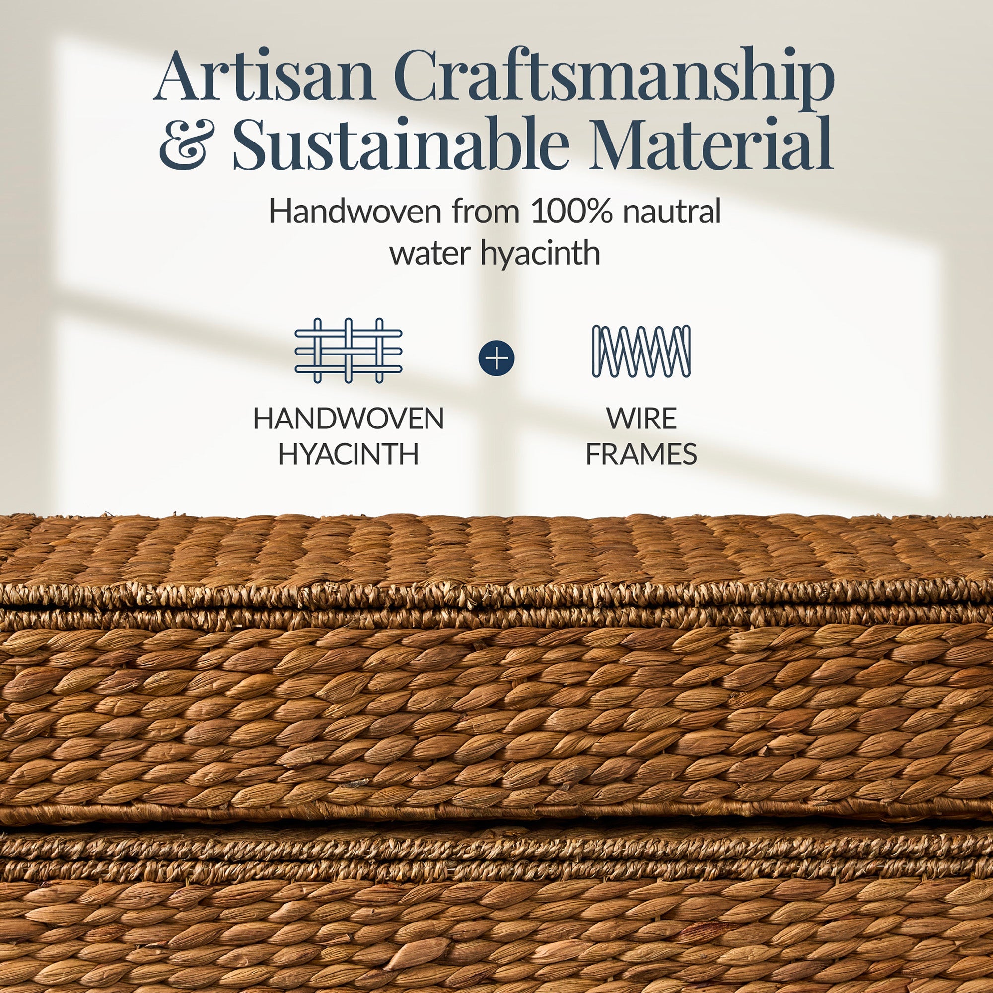 2 PC Water Hyacinth Nesting Underbed Storage Baskets