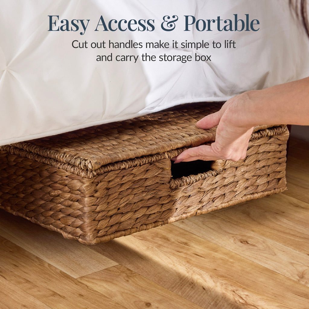 2 PC Water Hyacinth Nesting Underbed Storage Baskets