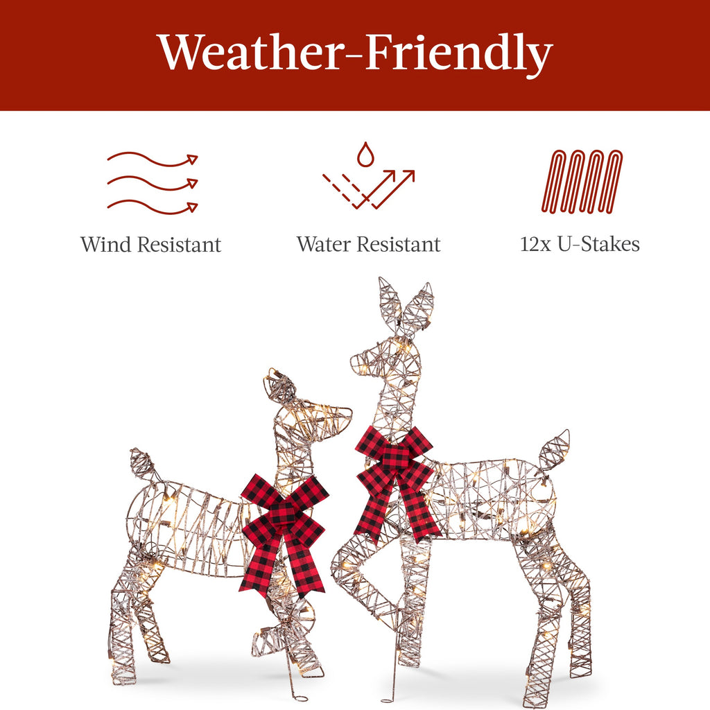 3-Piece Lighted Christmas Deer Set Outdoor Decor with 175 LED Lights