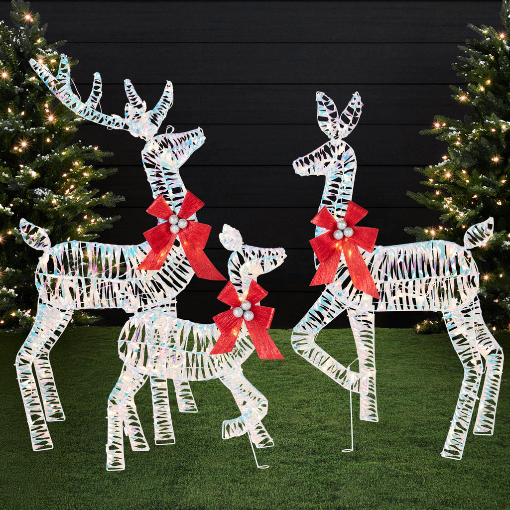 3-Piece Lighted Christmas Deer Set Outdoor Decor with 175 LED Lights