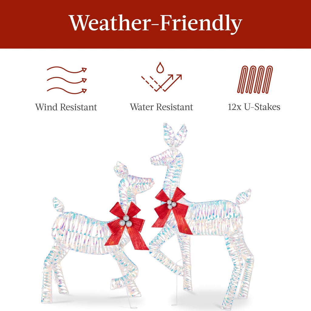 3-Piece Lighted Christmas Deer Set Outdoor Decor with 175 LED Lights