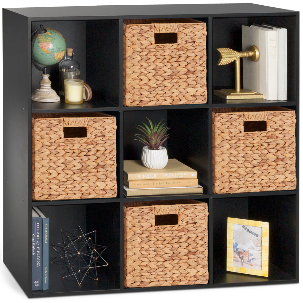 9-Cube Bookshelf Storage Display w/ 3 Removable Panels, Customizable Design