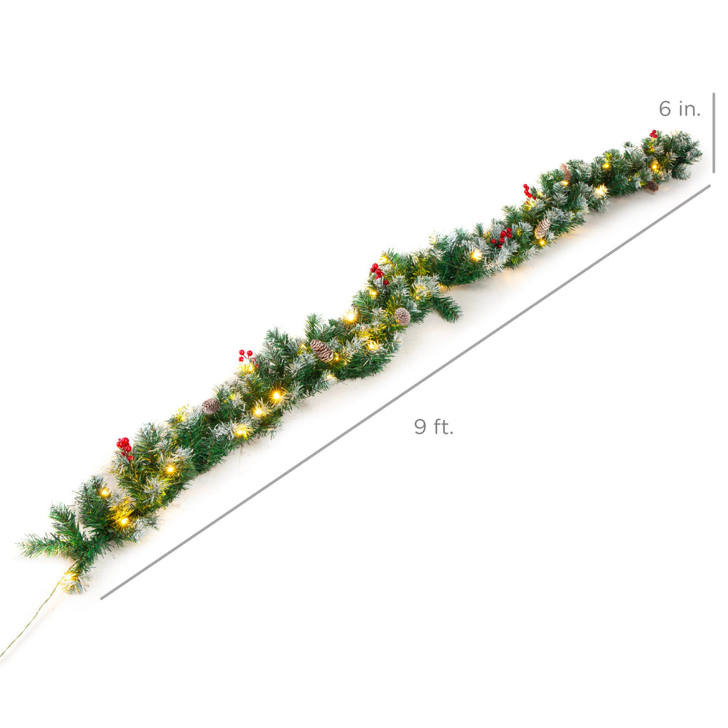 9Ft Pre-Lit Christmas Garland W/ 2-In-1 Led Lights