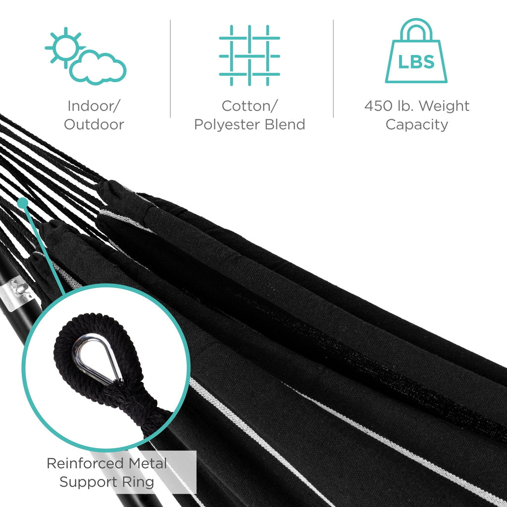 2-Person Brazilian-Style Double Hammock w/ Carrying Bag and Steel Stand