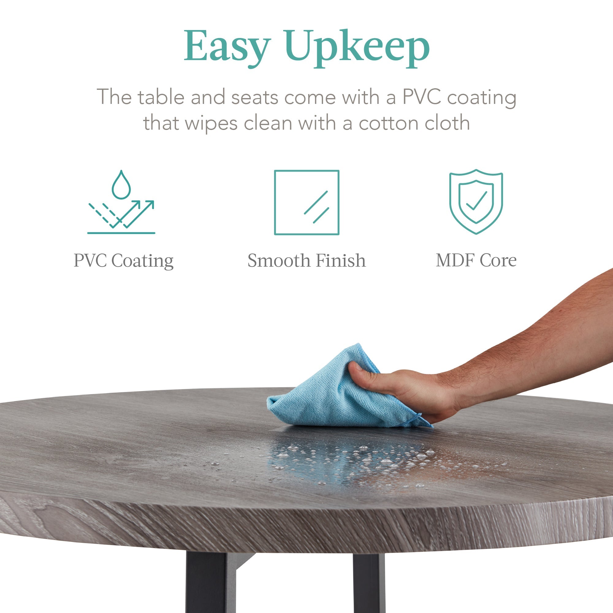 5-Piece Modern Round Counter Height Dining Set w/ 4 Chairs