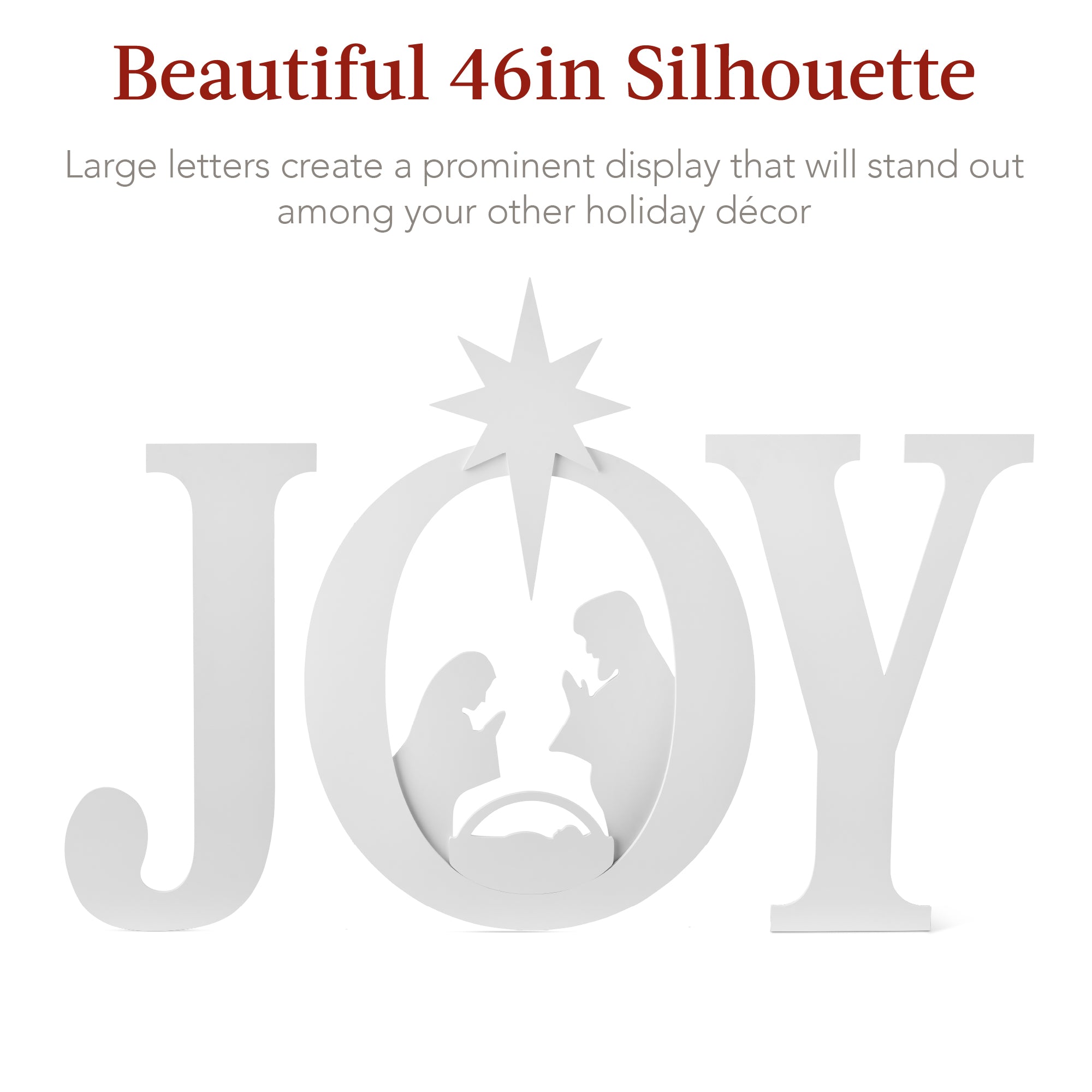 3-Piece Christmas JOY Nativity Yard Decoration w/ Ground Stakes - 46in