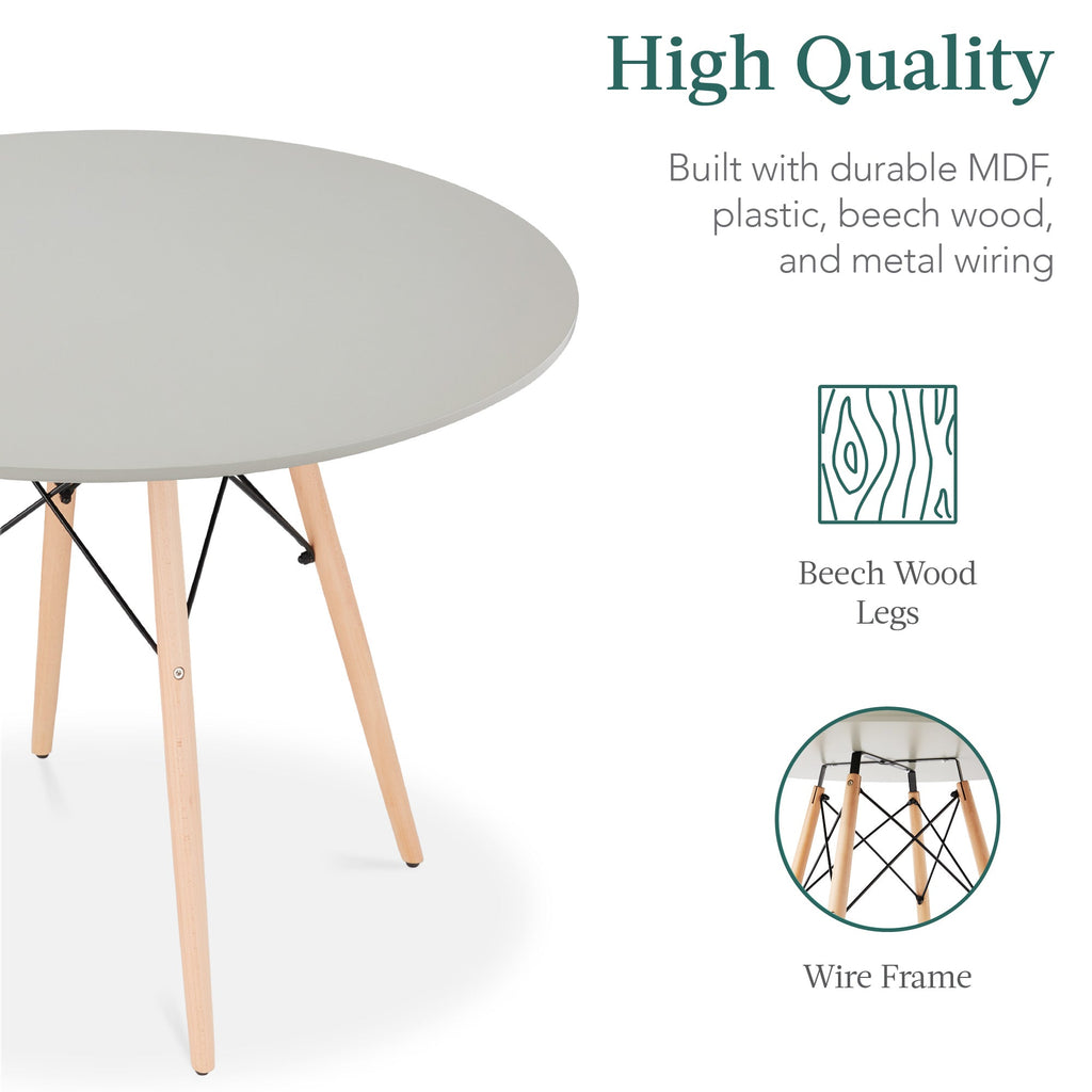 5-Piece Mid-Century Modern Dining Set w/ 4 Chairs, Wooden Legs, Metal Frame