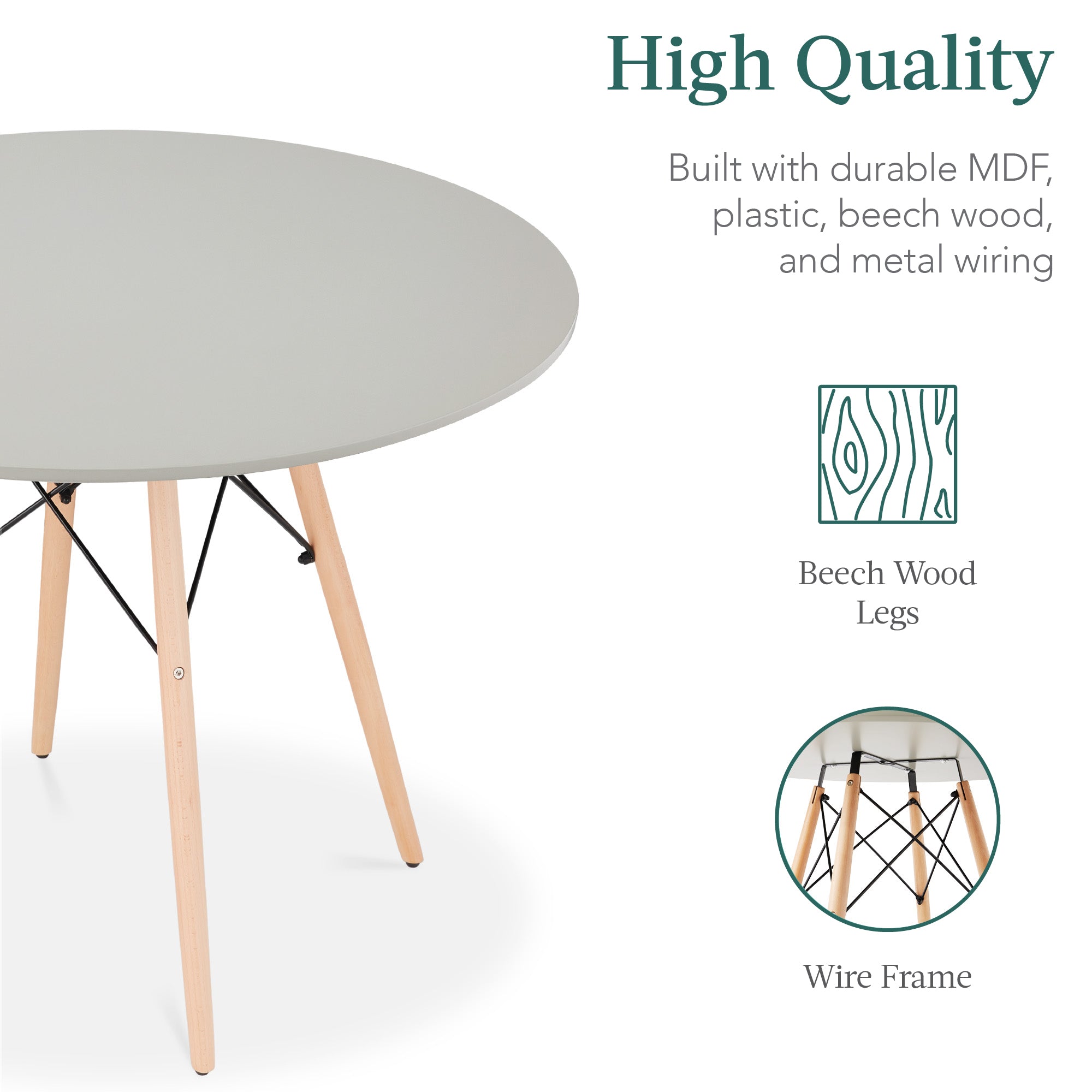 5-Piece Mid-Century Modern Dining Set w/ 4 Chairs, Wooden Legs, Metal Frame