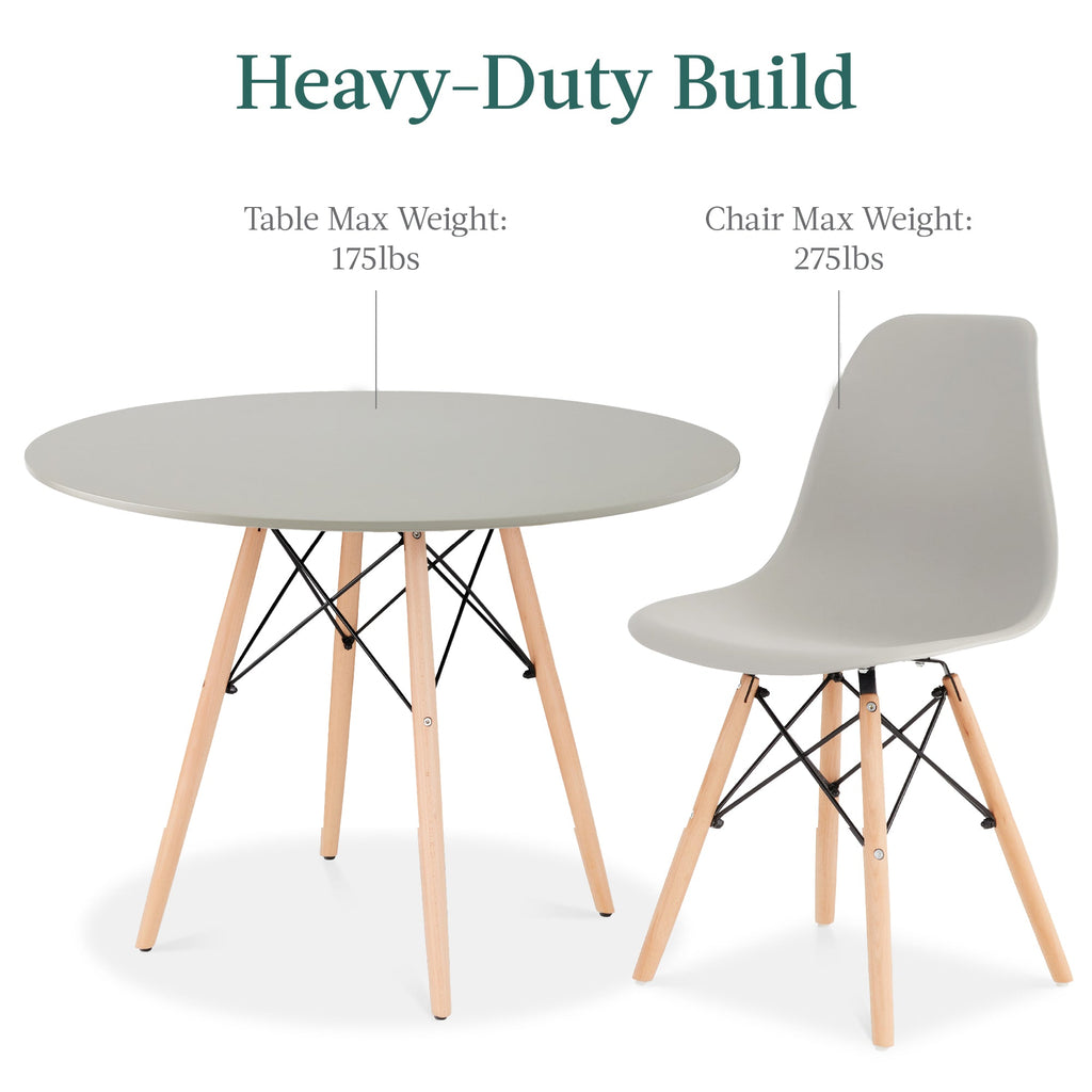 5-Piece Mid-Century Modern Dining Set w/ 4 Chairs, Wooden Legs, Metal Frame