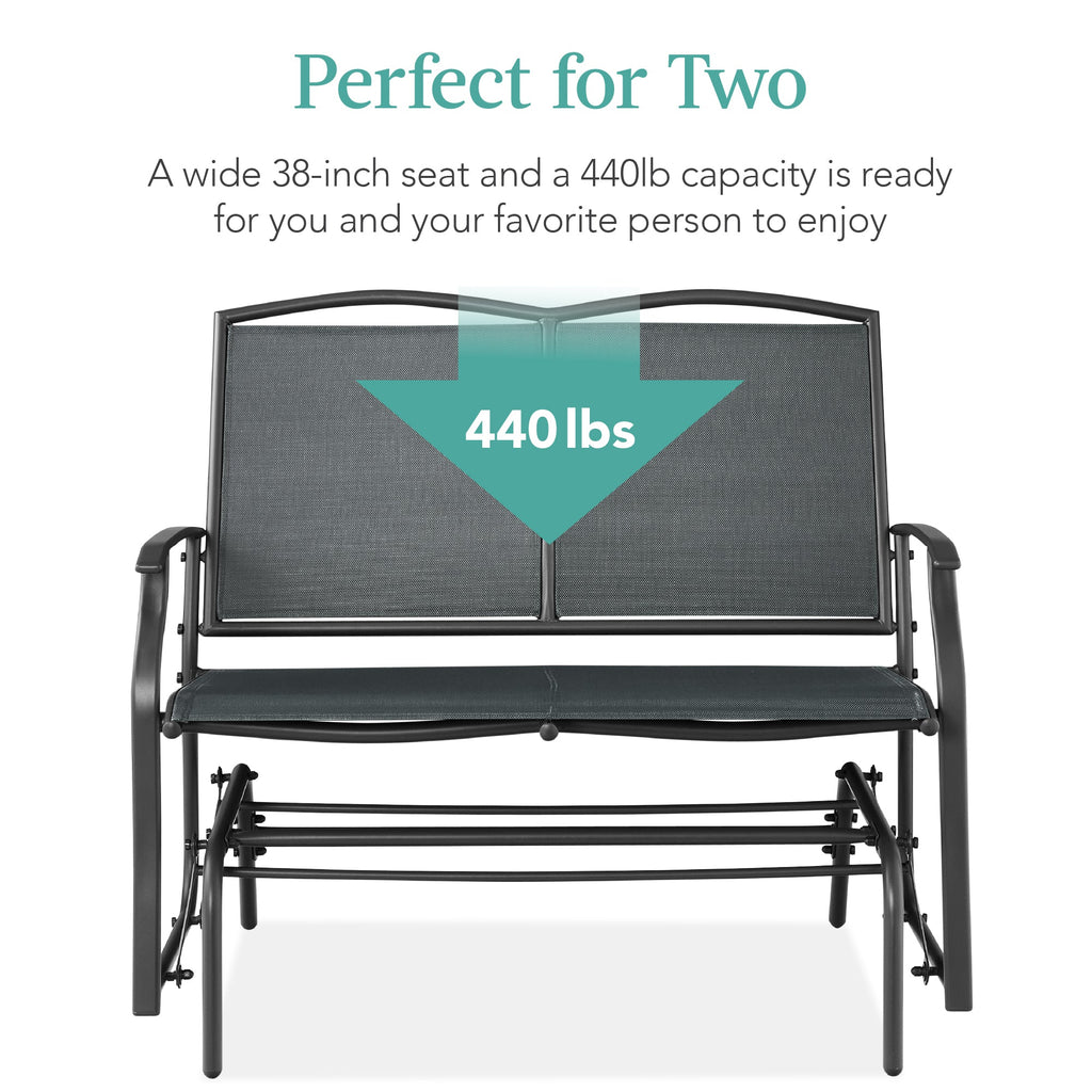 2-Person Patio Loveseat Swing Glider, Bench Rocker w/ Armrests