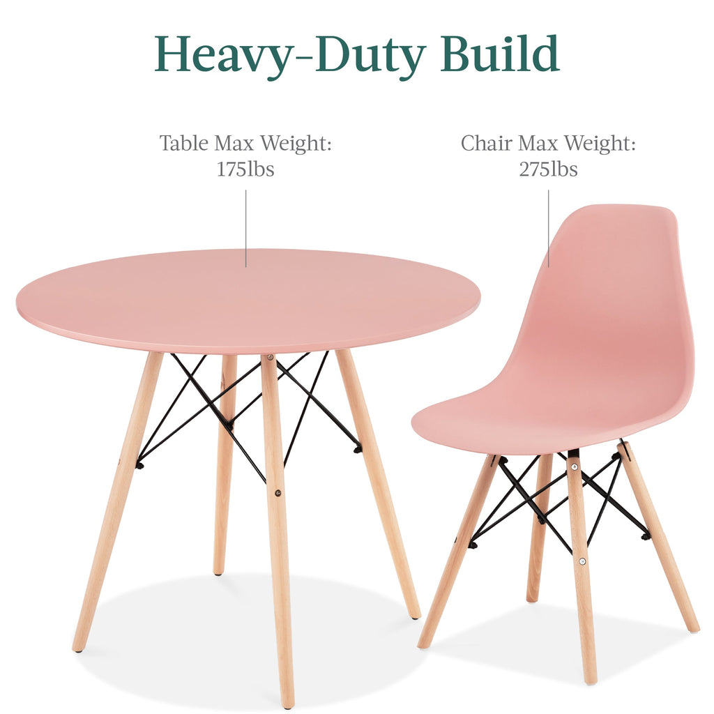 5-Piece Mid-Century Modern Dining Set w/ 4 Chairs, Wooden Legs, Metal Frame