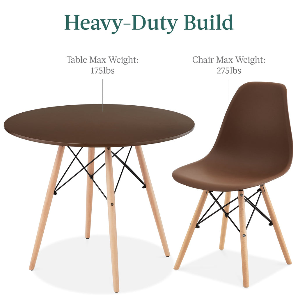 5-Piece Mid-Century Modern Dining Set w/ 4 Chairs, Wooden Legs, Metal Frame