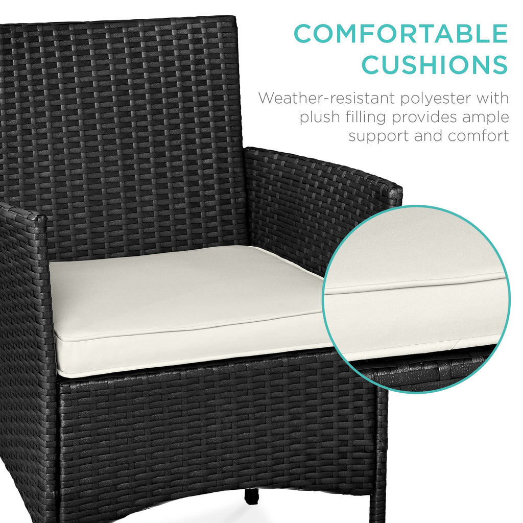 3-Piece Outdoor Patio Wicker Bistro Set w/ Side Storage Table