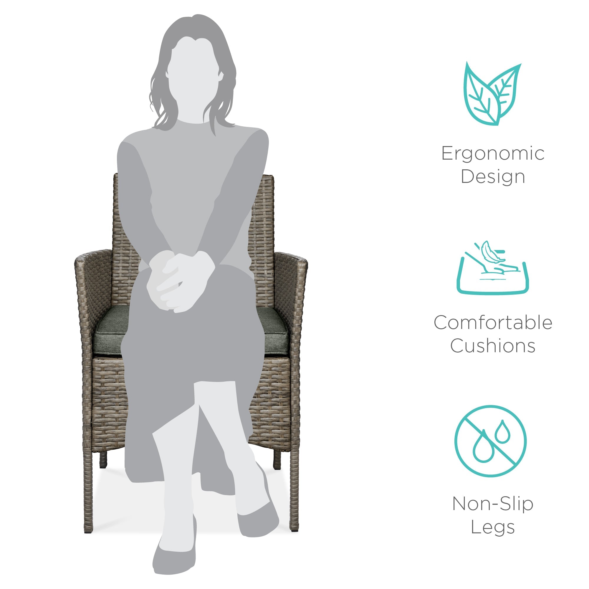 3-Piece Outdoor Patio Wicker Bistro Set w/ Side Storage Table