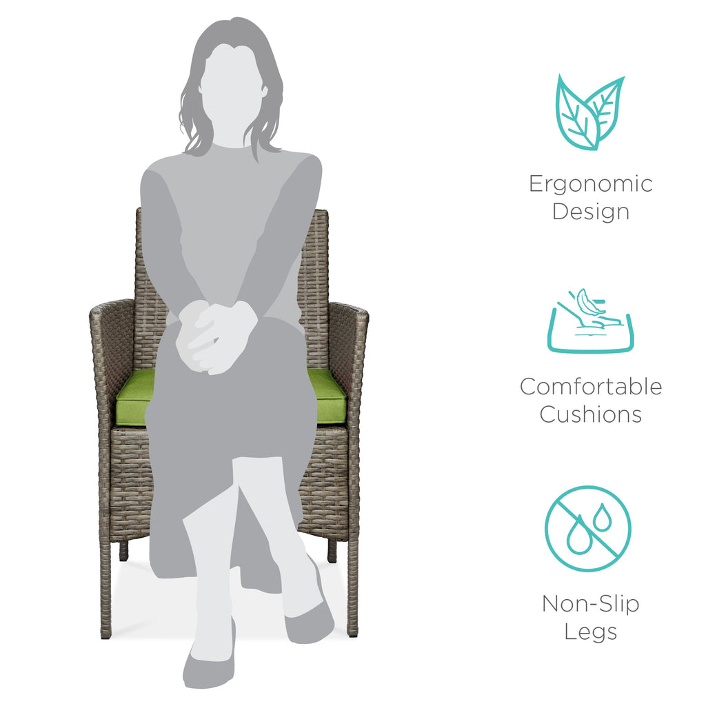 3-Piece Outdoor Patio Wicker Bistro Set w/ Side Storage Table