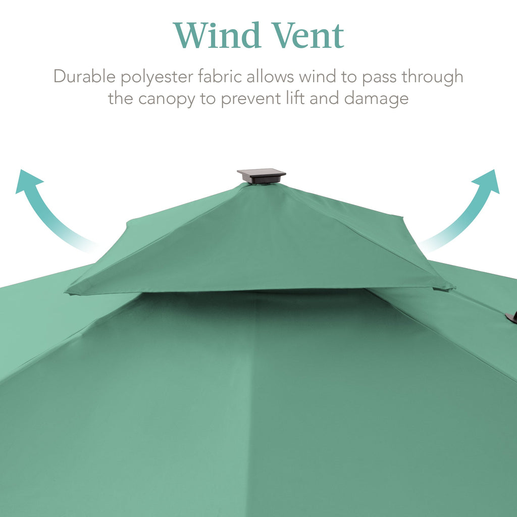 2-Tier Square LED Cantilever Offset Umbrella w/ 360 Rotation, Base - 10x10ft