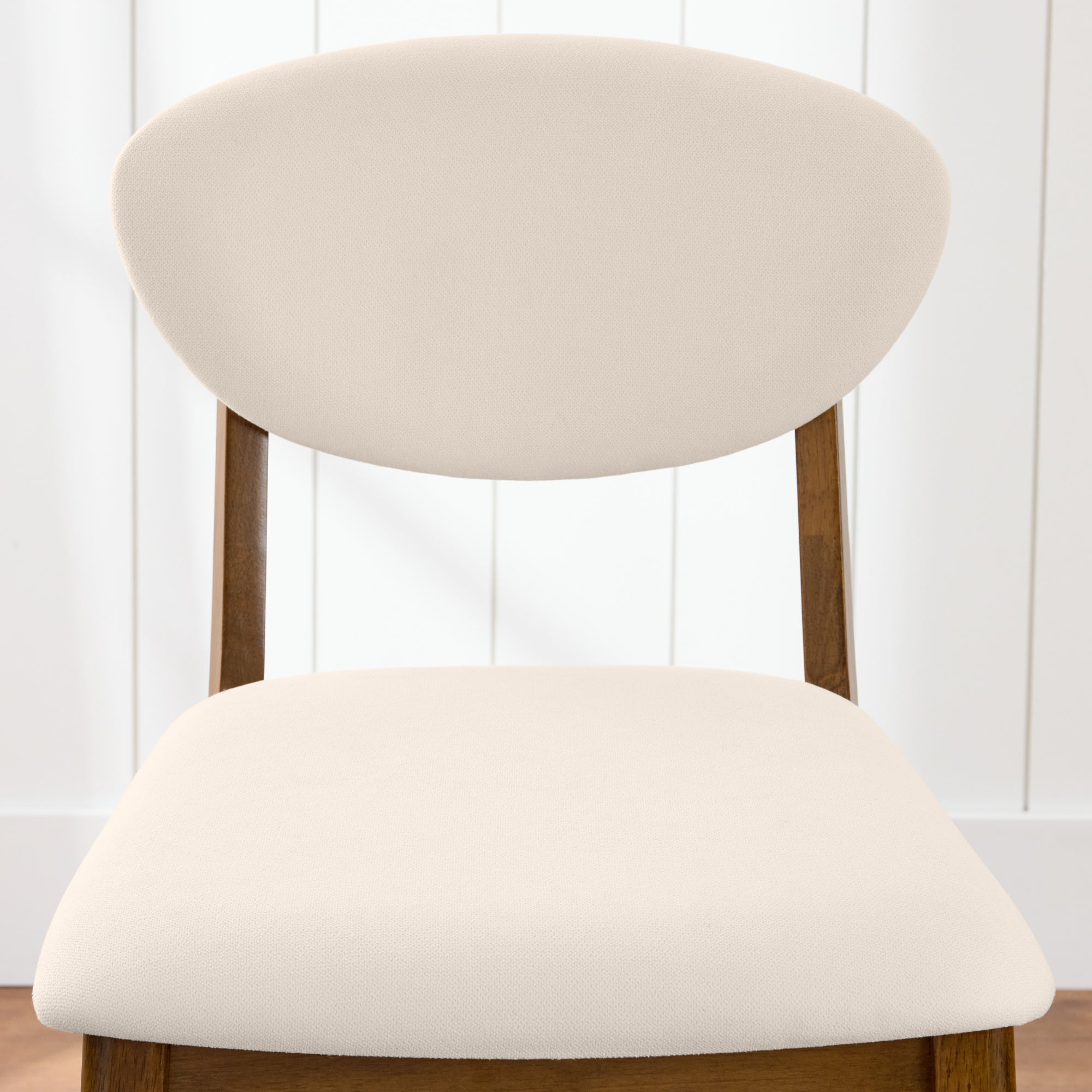 2-Piece Mid-Century Modern Wood & Upholstered Counter Height Bar Stool Set