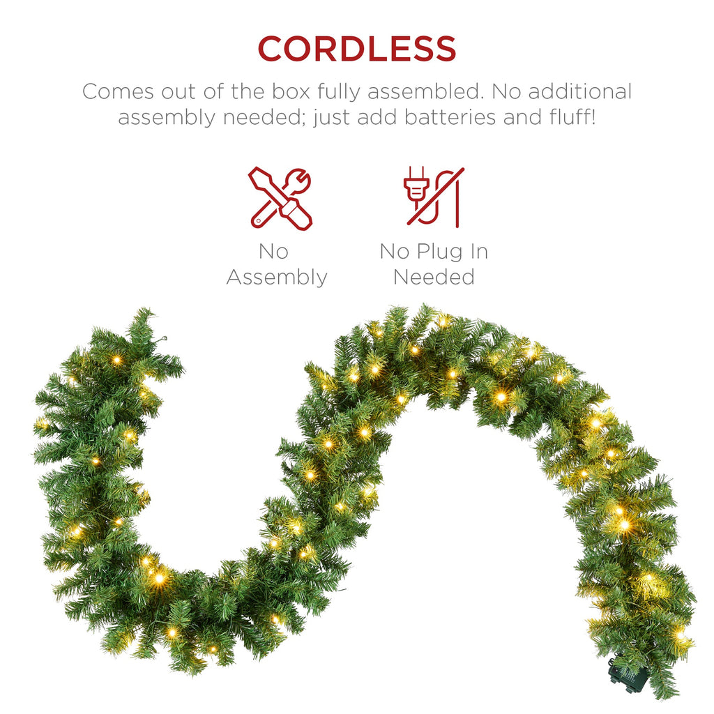 9Ft Pre-Lit Christmas Garland W/ 2-In-1 Led Lights