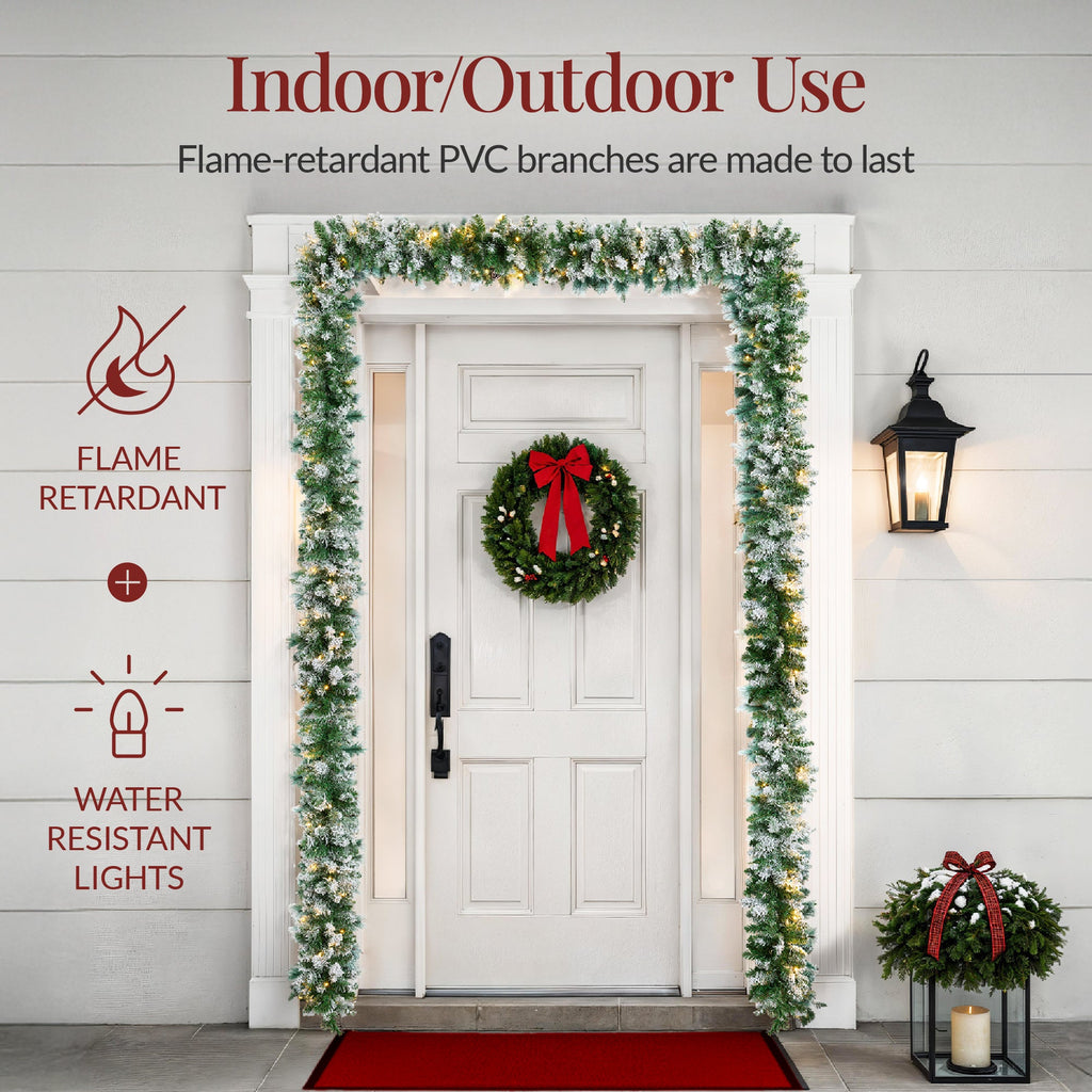 9Ft Pre-Lit Christmas Garland W/ 2-In-1 Led Lights