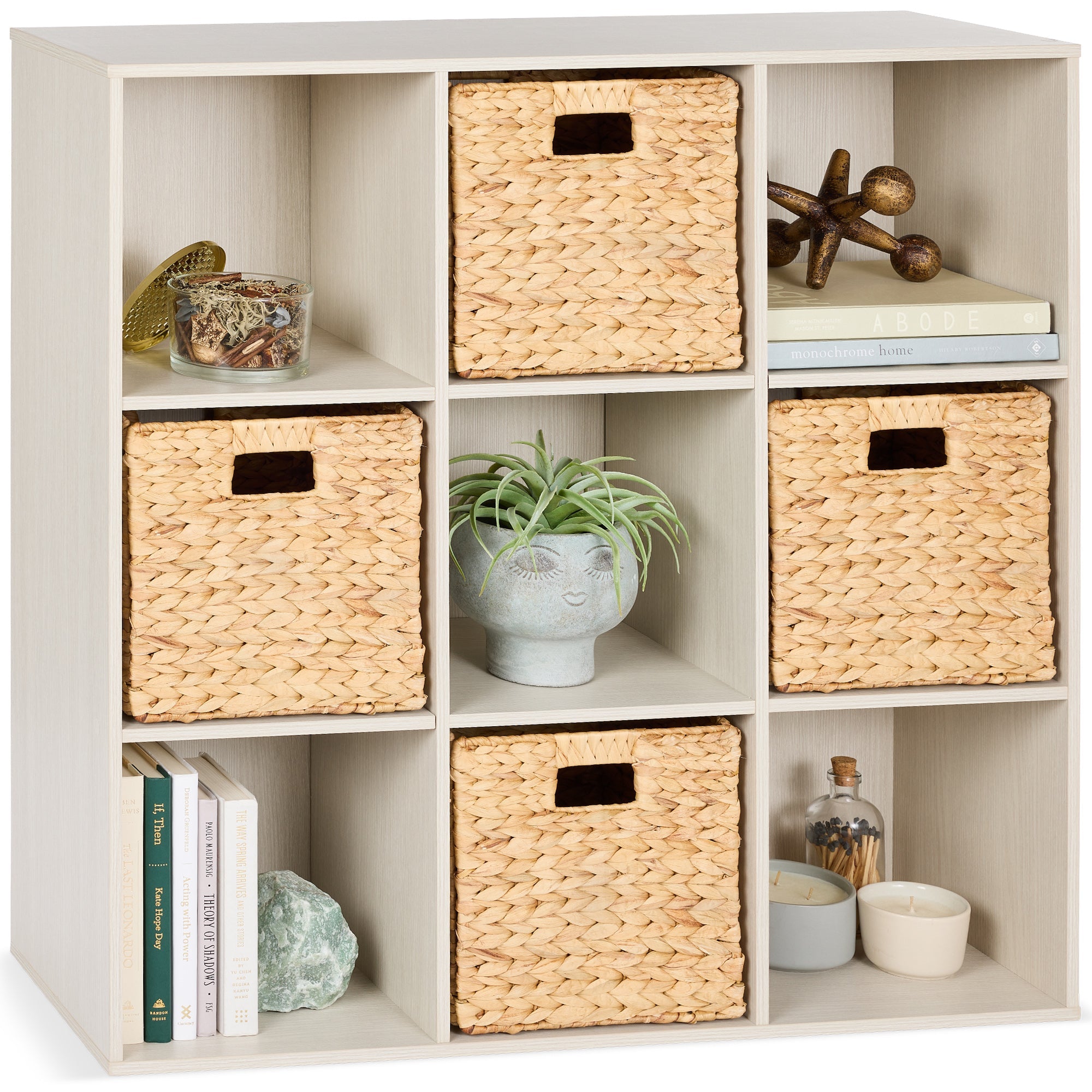 9-Cube Bookshelf Storage Display w/ 3 Removable Panels, Customizable Design