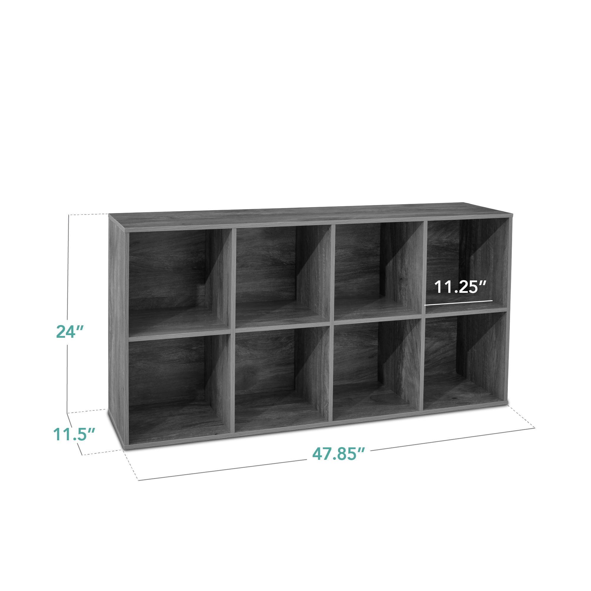 8-Cube Bookshelf, 11in Storage Display w/ Removable Panels, Customizable