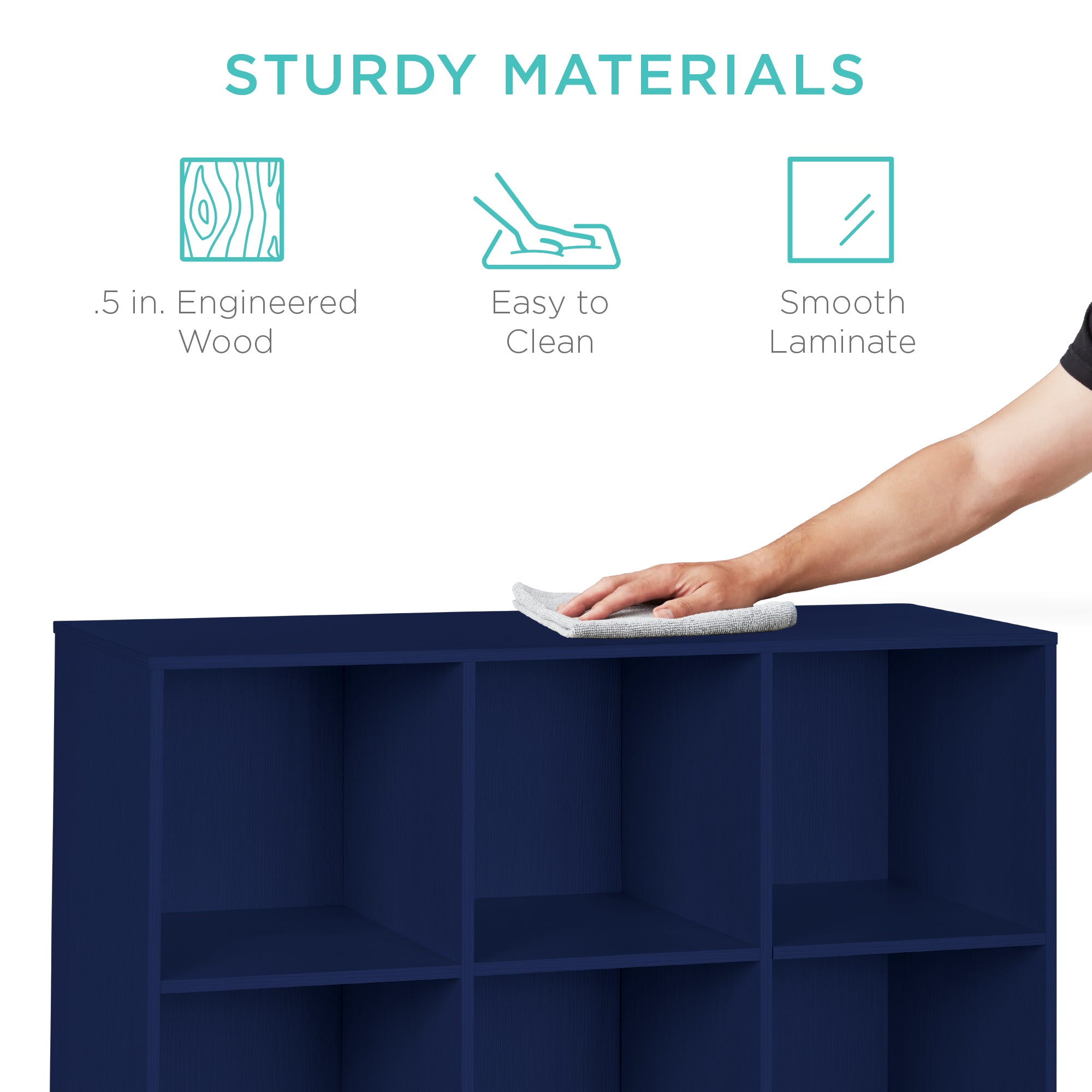 9-Cube Bookshelf, 13.5in Storage Display w/ Removable Panels, Customizable