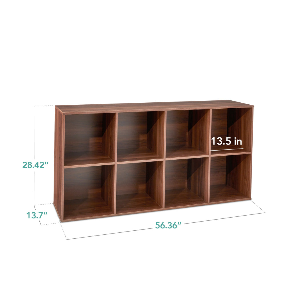 8-Cube Bookshelf, 13.5in Storage Display w/ Removable Panels, Customizable