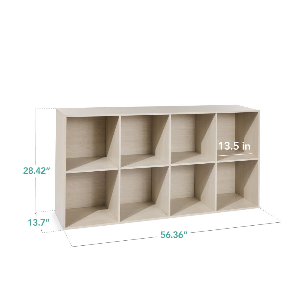 8-Cube Bookshelf, 13.5in Storage Display w/ Removable Panels, Customizable