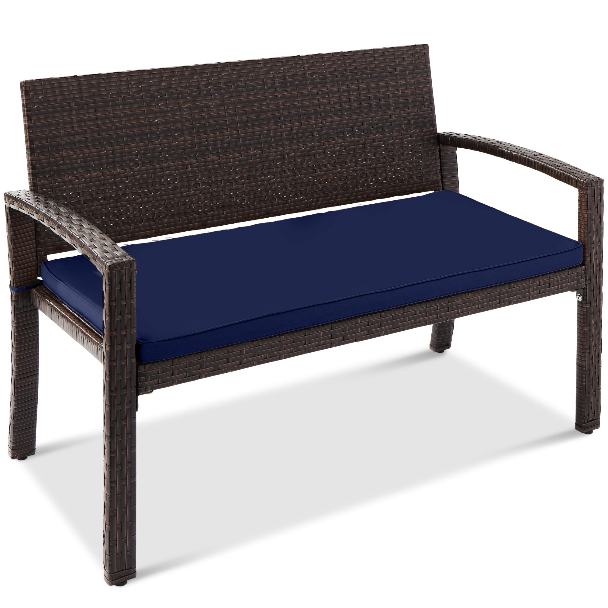 2-Person Wicker Porch Bench for Outdoor, Garden w/ 700lb Capacity - 47in