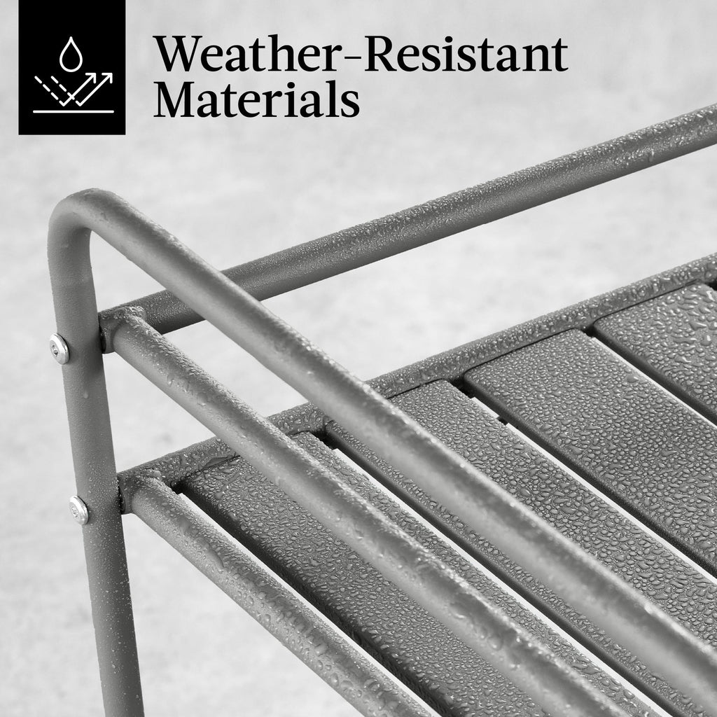 2-Tier Rolling Bar Cart Indoor/Outdoor w/ Shelves, Wine Rack, Locking Wheels