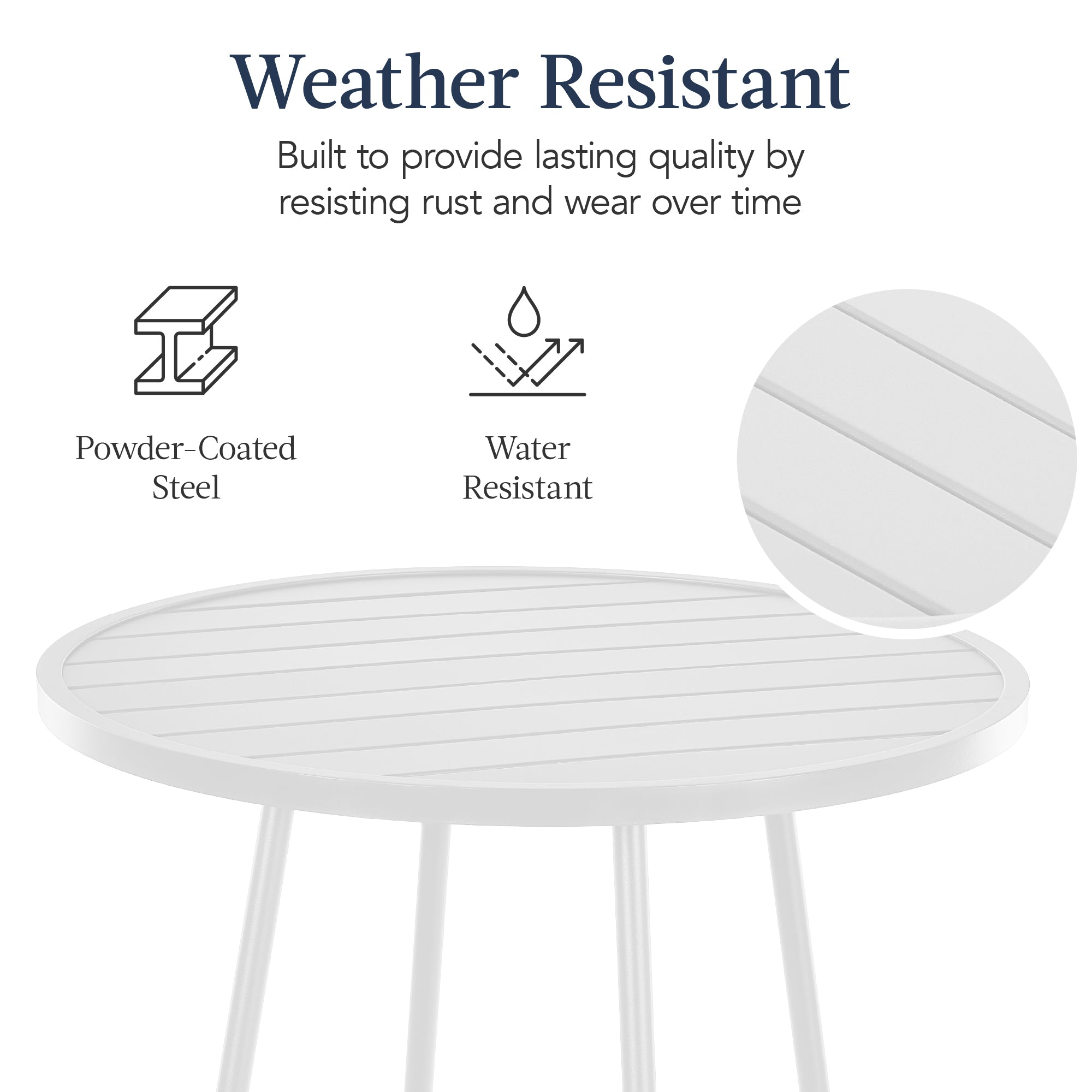 3-Piece Patio Bar Height Bistro Set w/ Backless Stools, Slatted Design