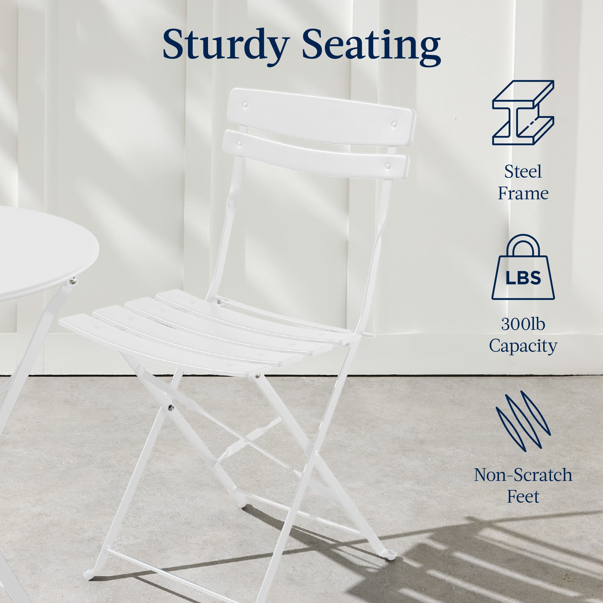 3-Piece Small Folding Patio Bistro Set w/ 2 Chairs