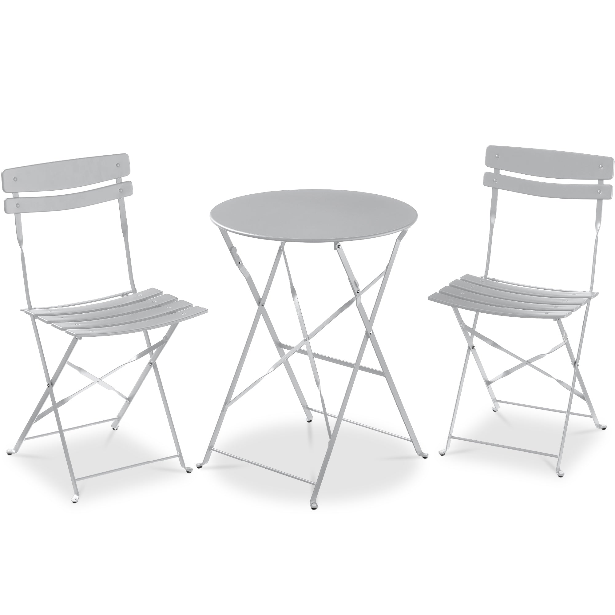 3-Piece Small Folding Patio Bistro Set w/ 2 Chairs