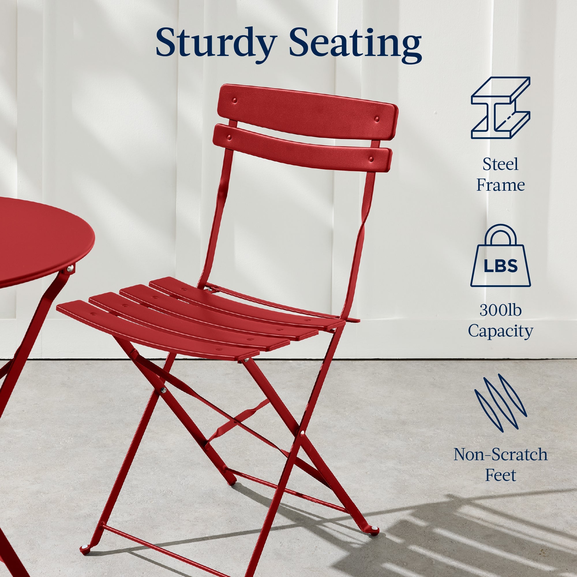 3-Piece Small Folding Patio Bistro Set w/ 2 Chairs