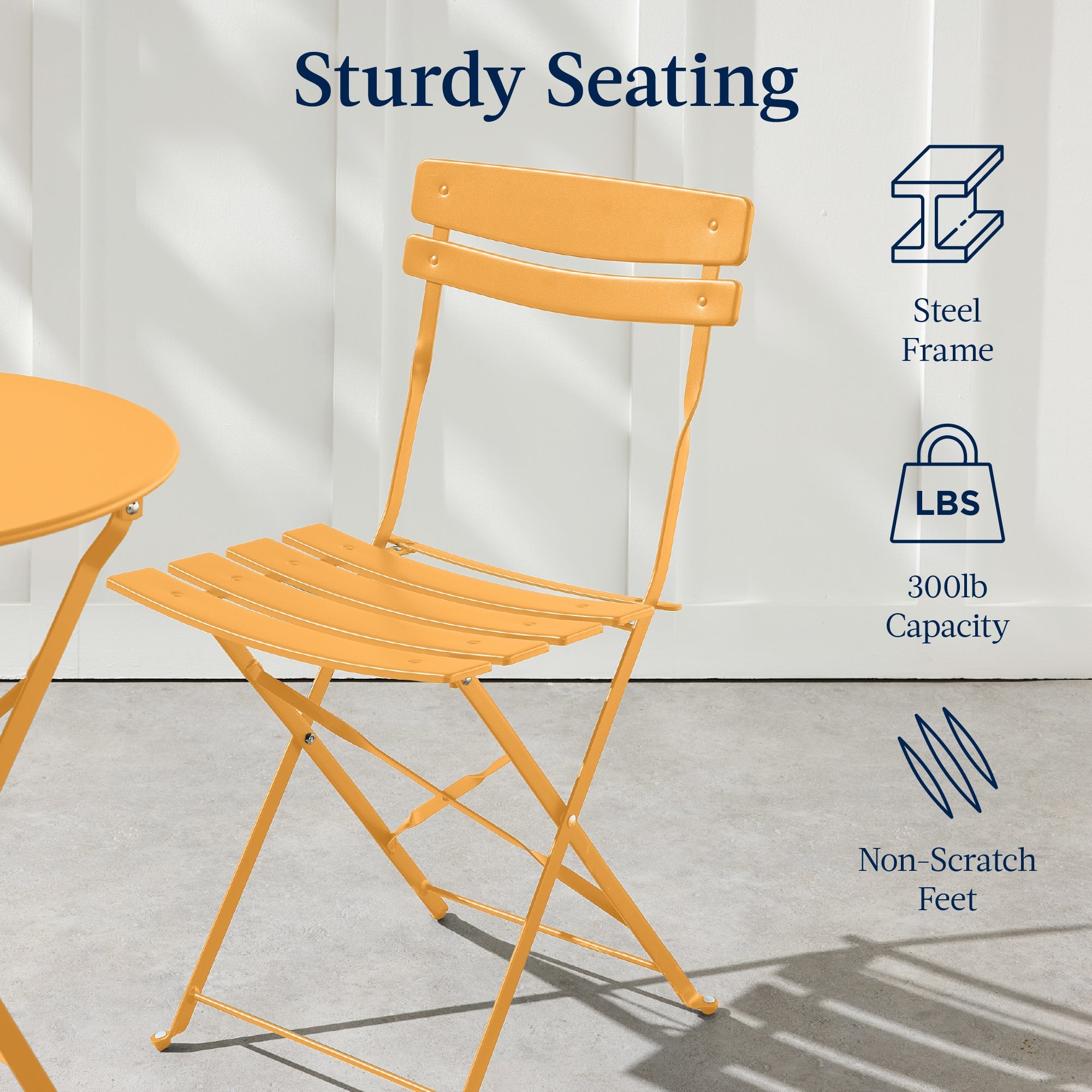 3-Piece Small Folding Patio Bistro Set w/ 2 Chairs