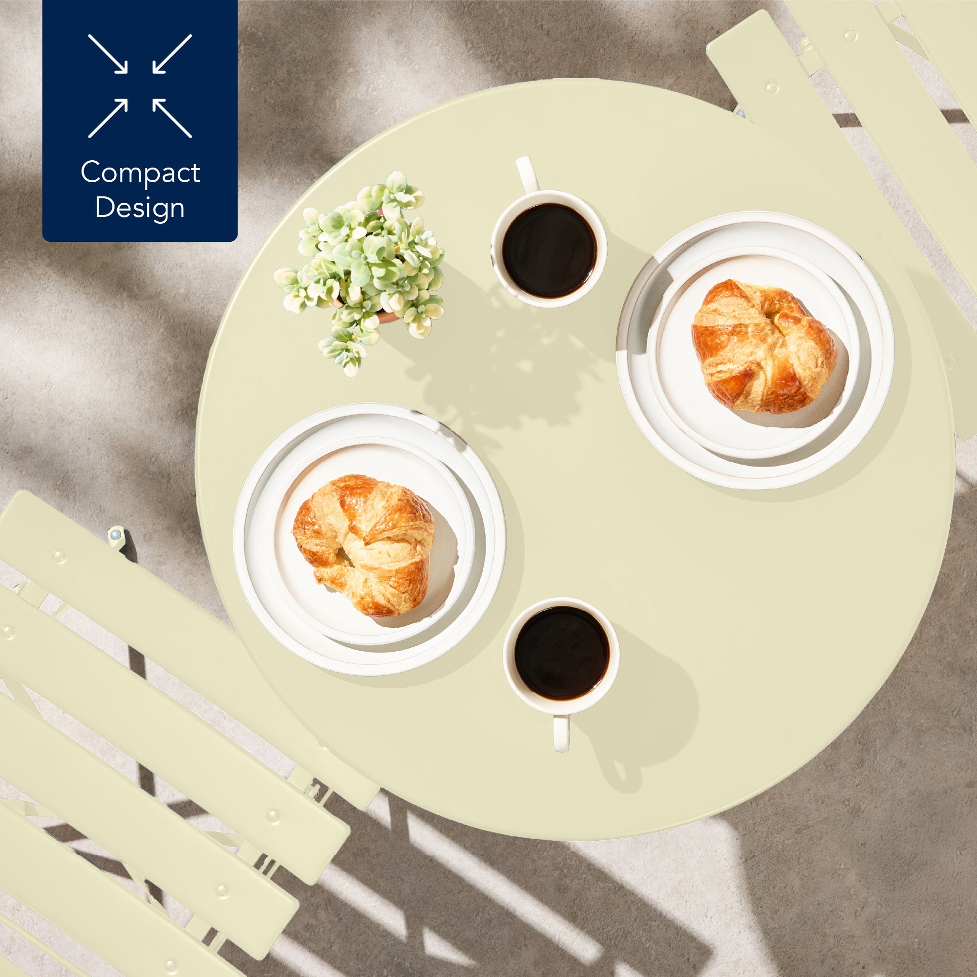 3-Piece Small Folding Patio Bistro Set w/ 2 Chairs