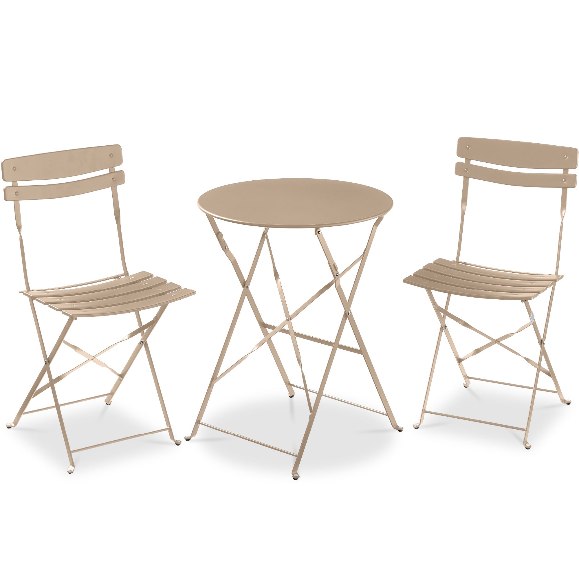 3-Piece Small Folding Patio Bistro Set w/ 2 Chairs
