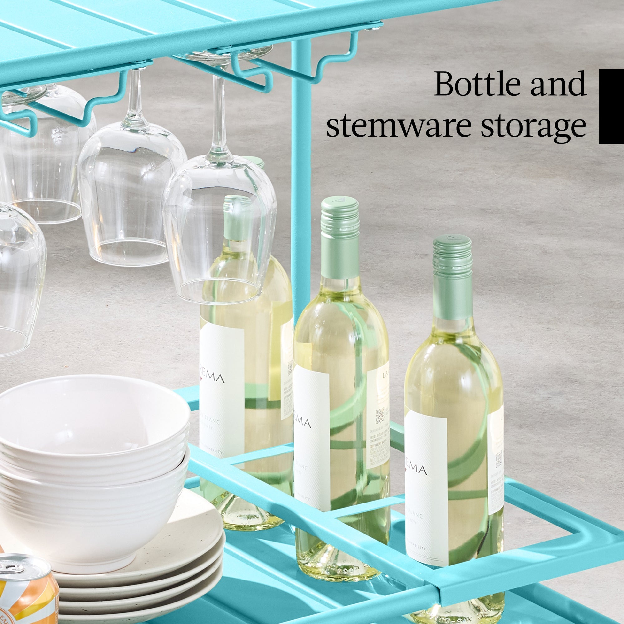 2-Tier Rolling Bar Cart Indoor/Outdoor w/ Shelves, Wine Rack, Locking Wheels