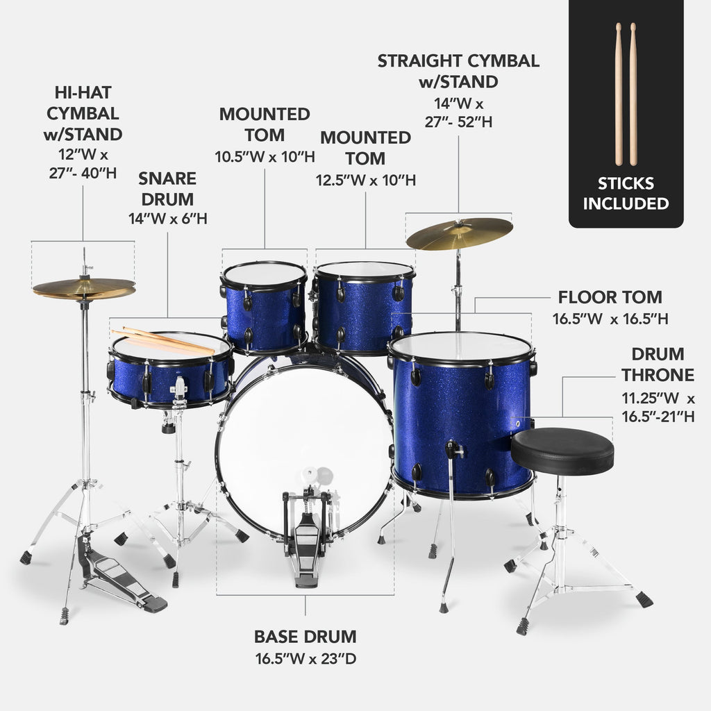 5-Piece Full Size Drum Set For Adults