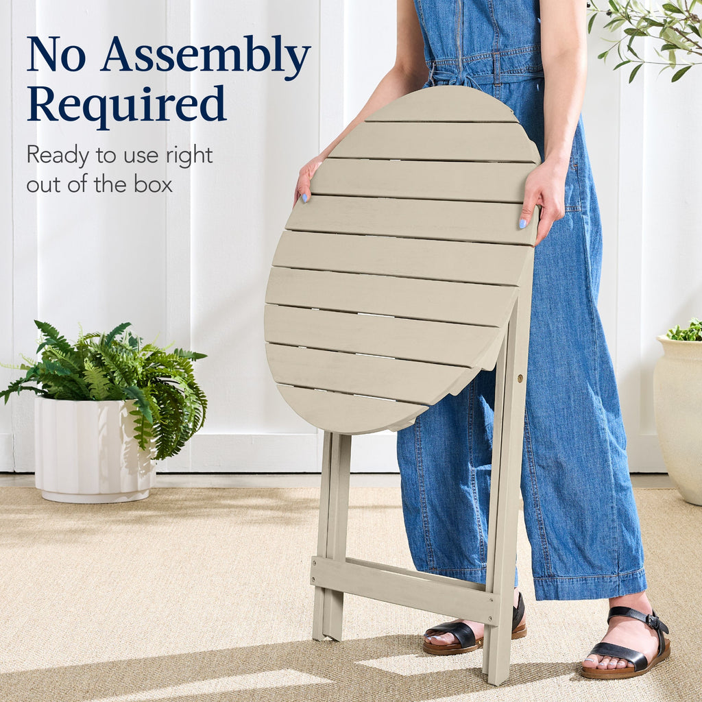 3-Piece Acacia Wood Bistro Set w/ Folding Table, 2 Chairs