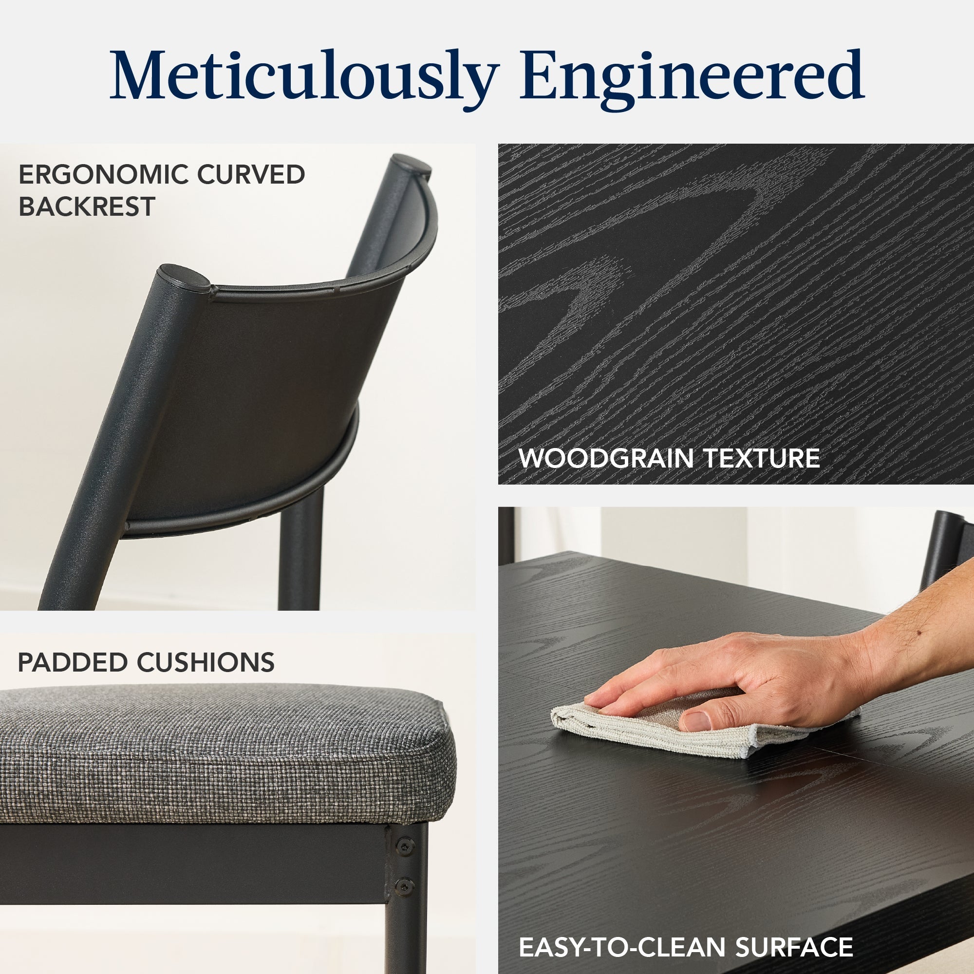 7-Piece Modern Dining Set, Kitchen Table w/ 6 Chairs, Metal Frame