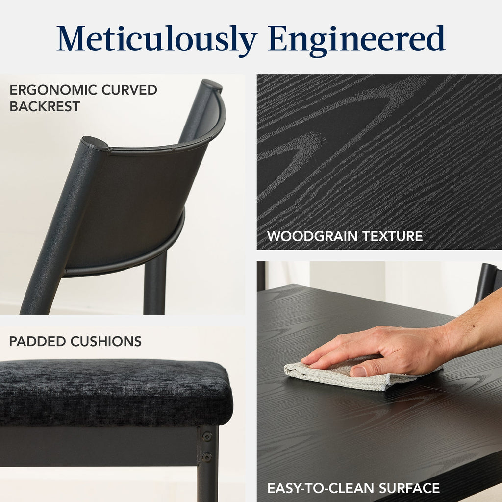 7-Piece Modern Dining Set, Kitchen Table w/ 6 Chairs, Metal Frame