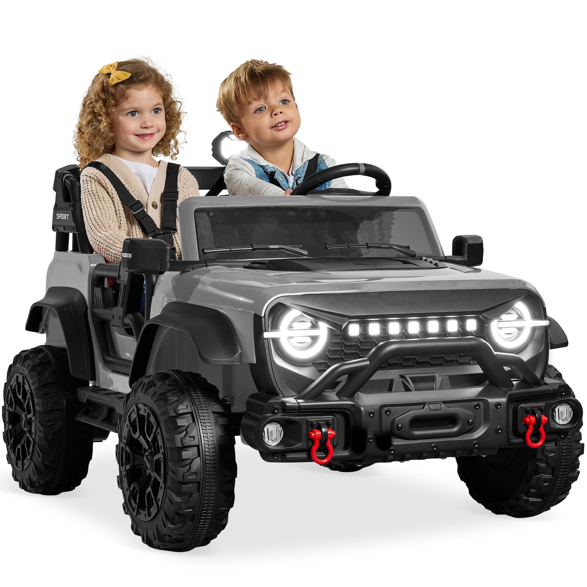 24V 2-Seater Electric Ride-On Car Truck w/ Parent Control, Bluetooth