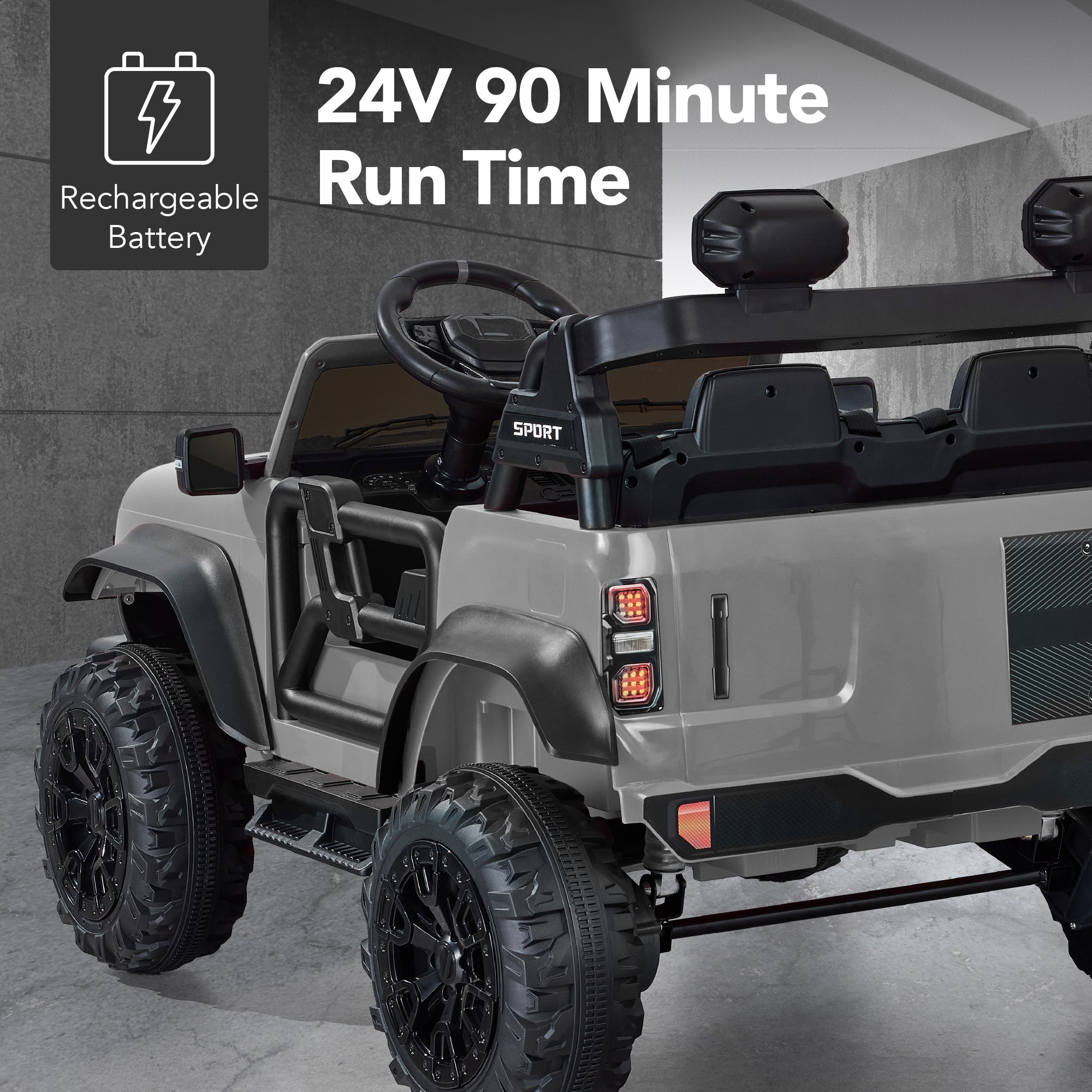 24V 2-Seater Electric Ride-On Car Truck w/ Parent Control, Bluetooth